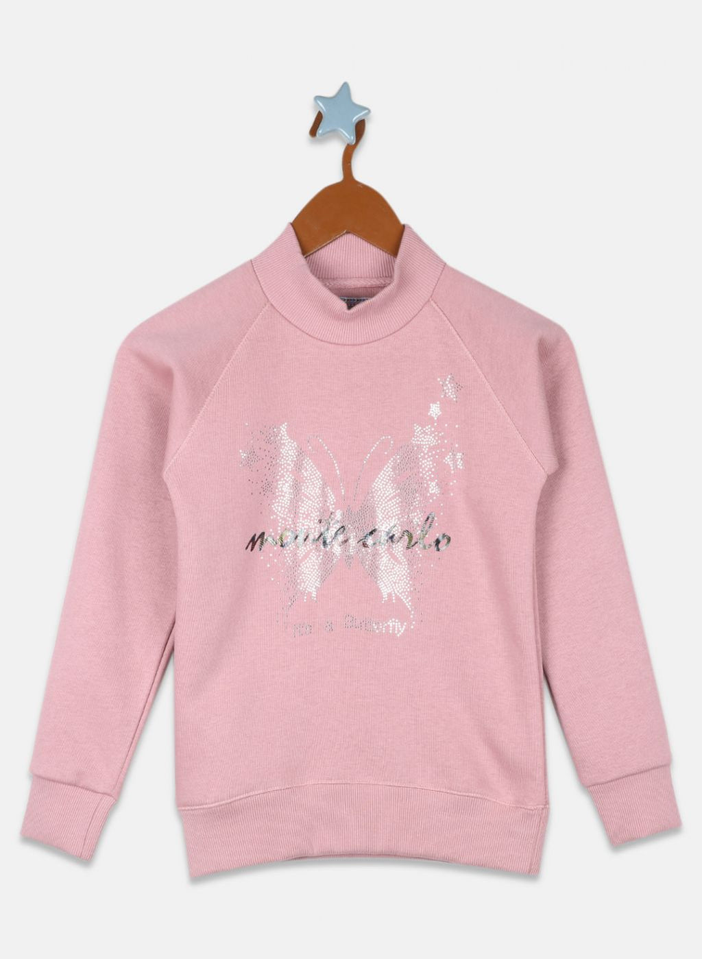 Girls Pink Printed Sweatshirt