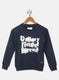 Girls NAvy Blue Printed Sweatshirt