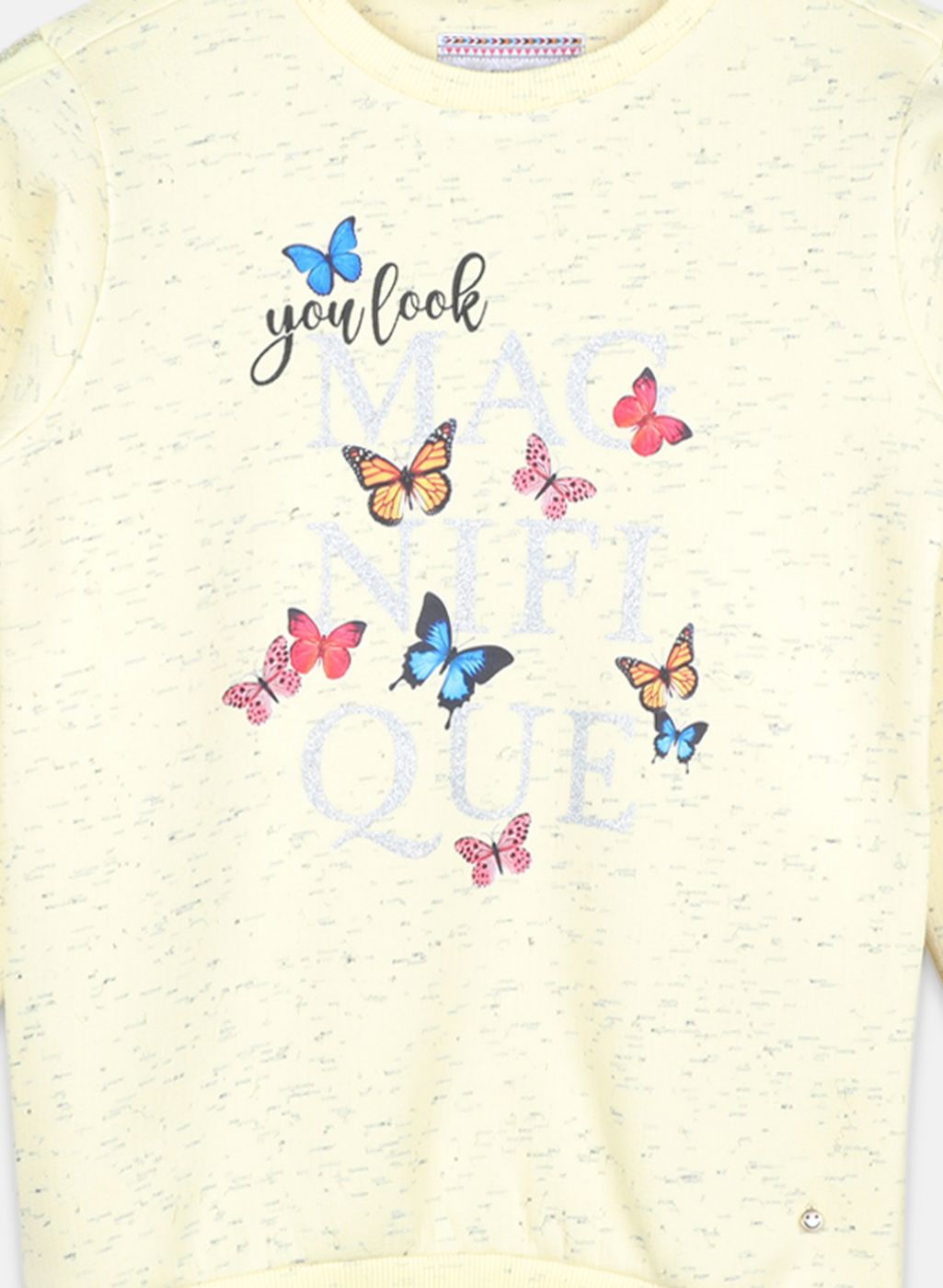 Girls Yellow Printed Sweatshirt