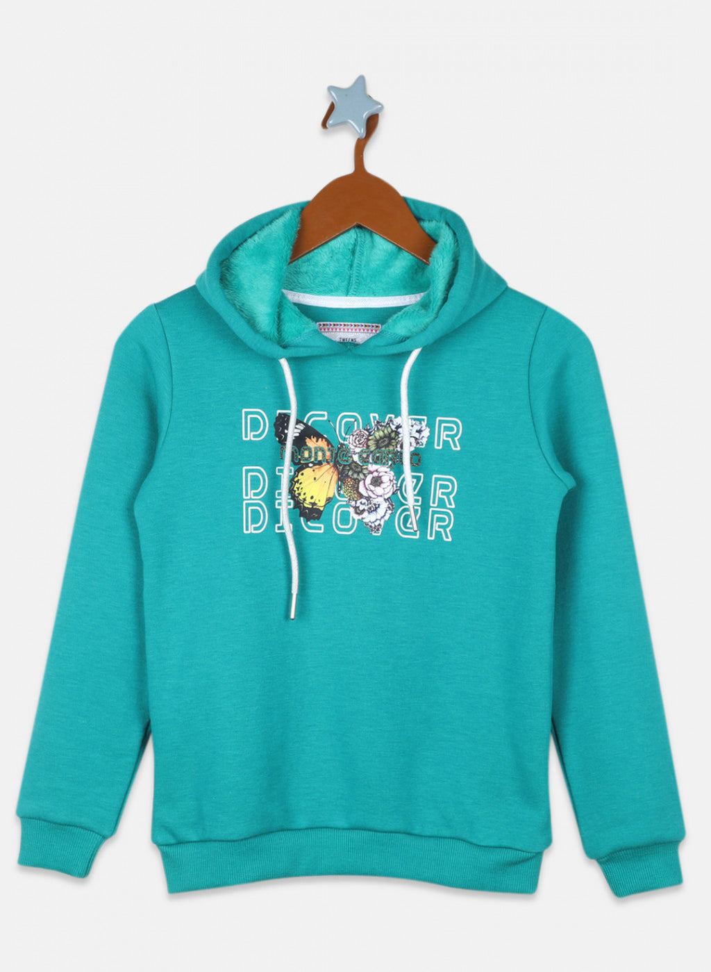 Girls Green Printed Sweatshirt