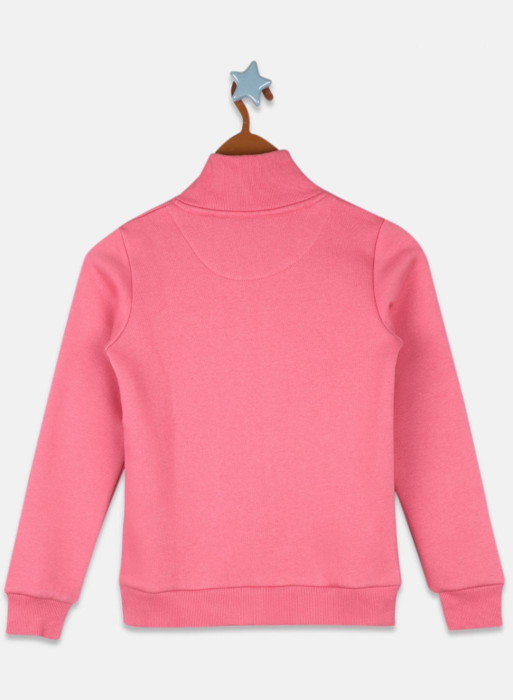 Girls Coral Pink Solid Sweatshirt