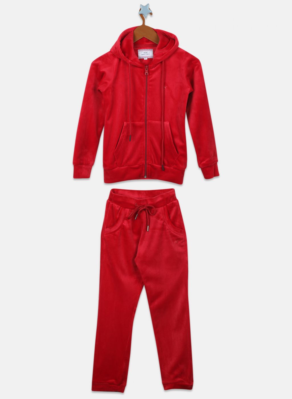 Girls Red Solid Tracksuit