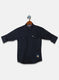 Boys Navy Blue Solid Shirt