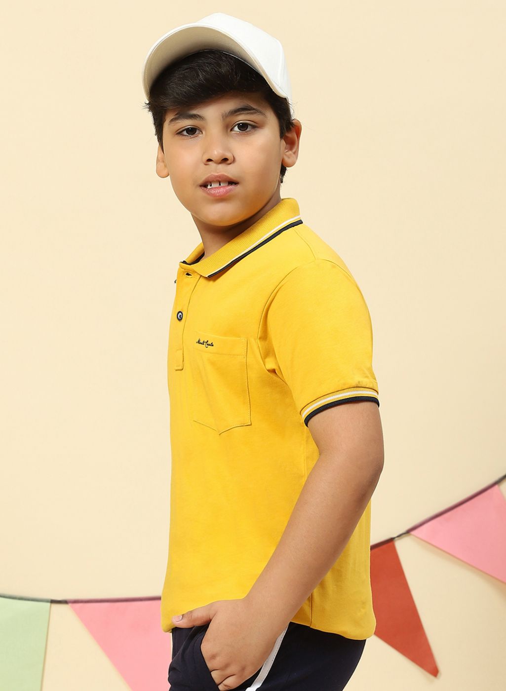 Boys Mustard Printed T-Shirt