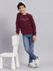 Boys Purple Printed Round Neck Full Sleeve Sweatshirt