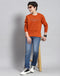 Boys Rust Printed Round Neck Full Sleeve Sweatshirt