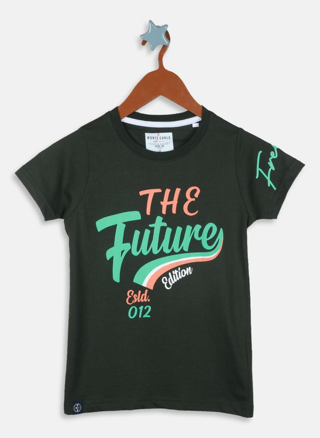 Boys Olive Printed T-Shirt