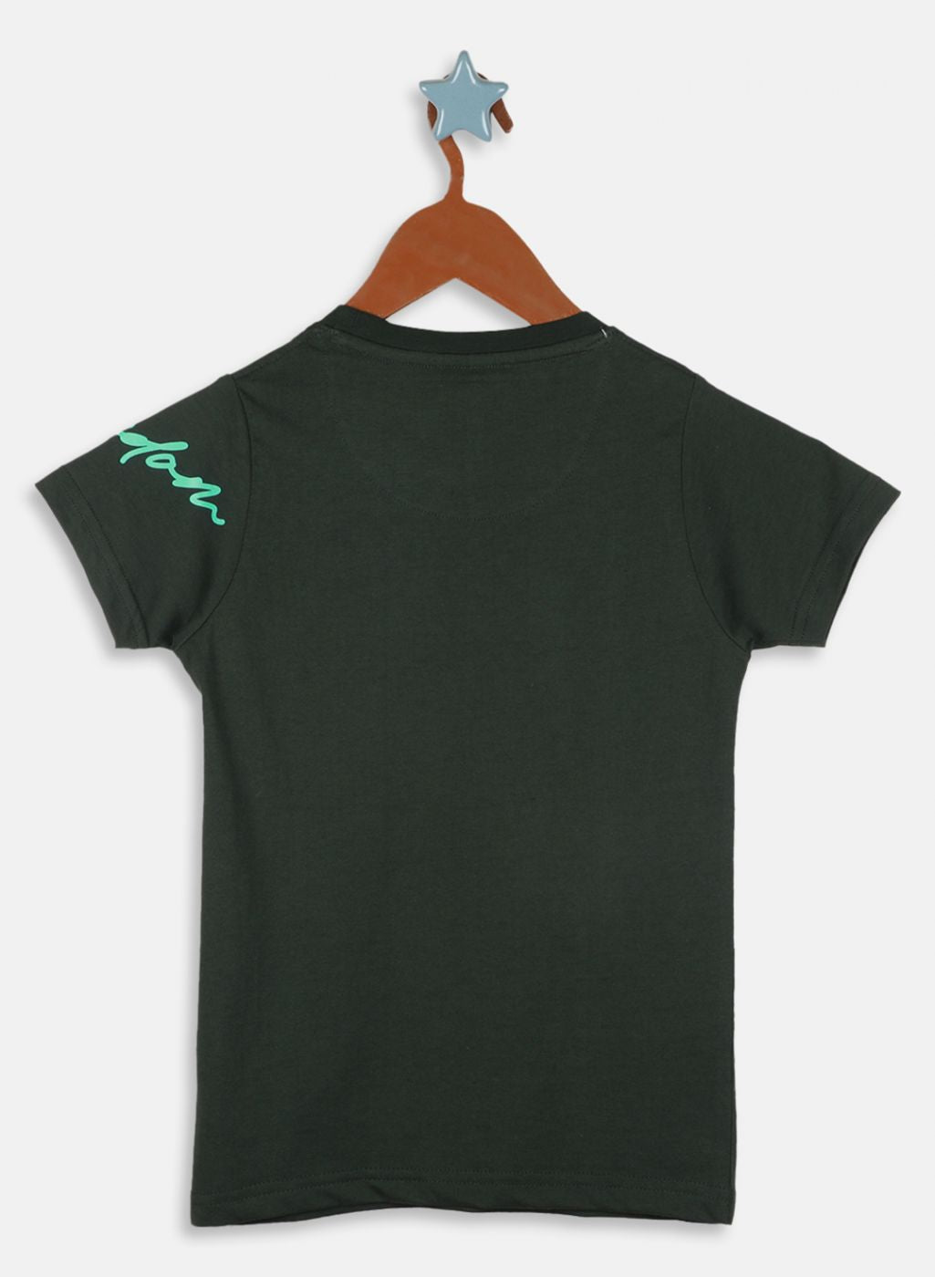 Boys Olive Printed T-Shirt