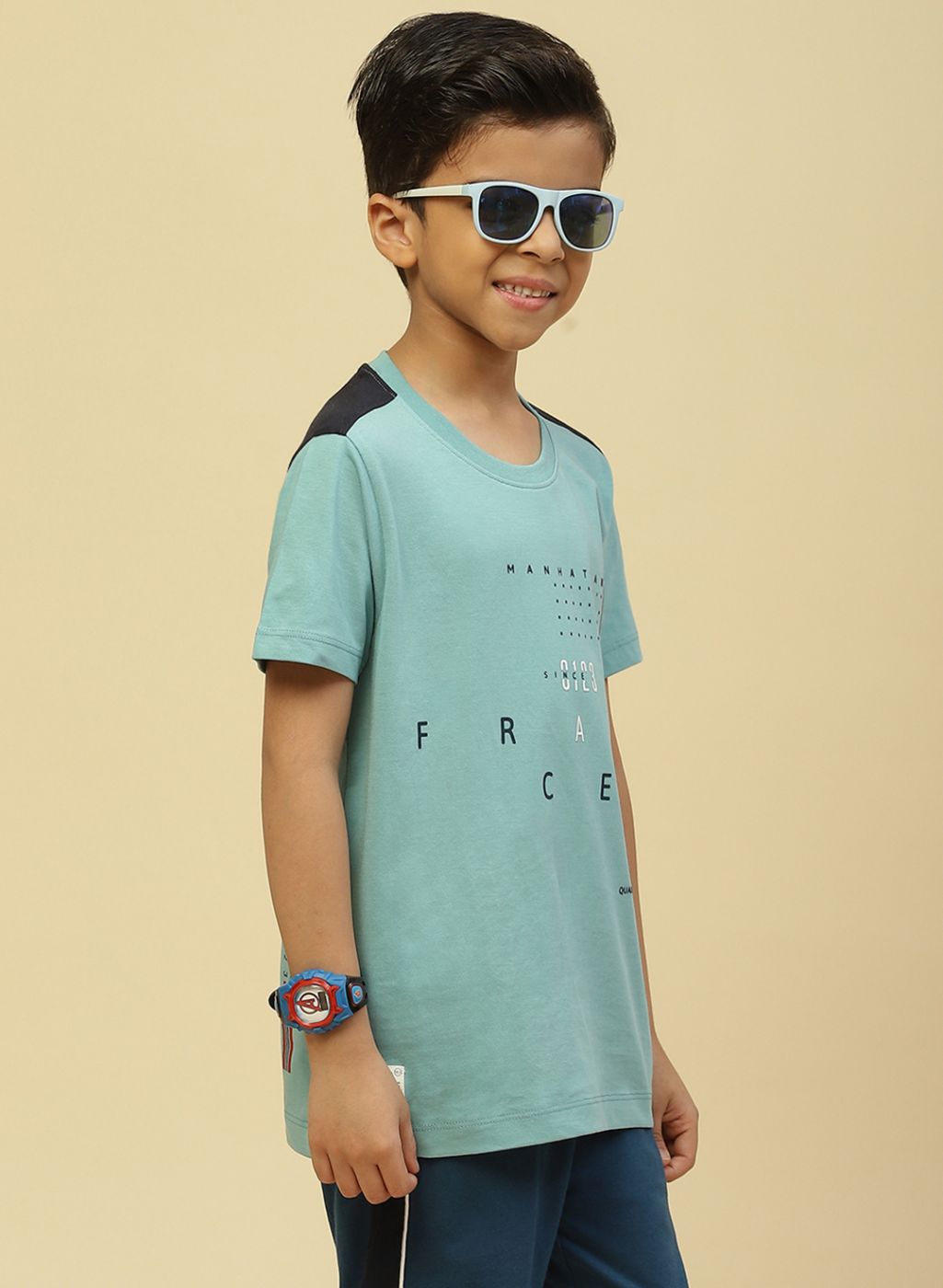 Boys Green Printed T-Shirt