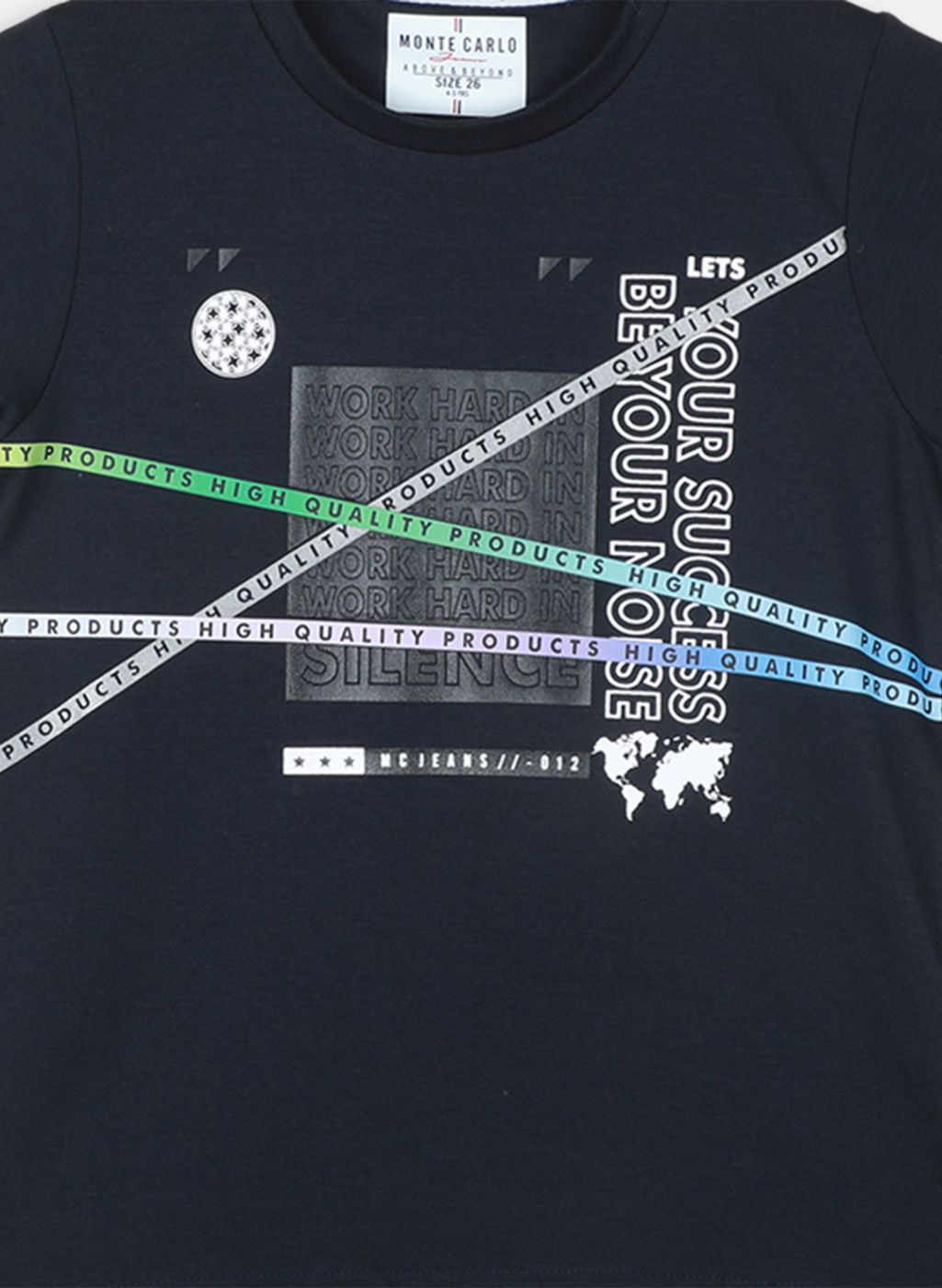 Boys Navy Blue Printed T-Shirt