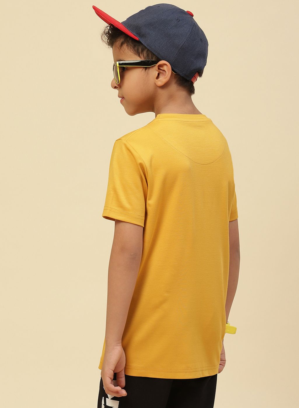 Boys Mustard Printed T-Shirt
