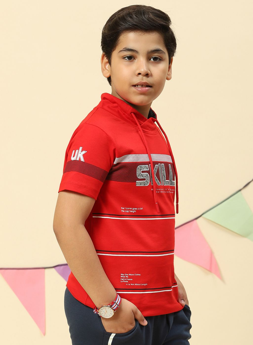 Boys Red Printed T-Shirt