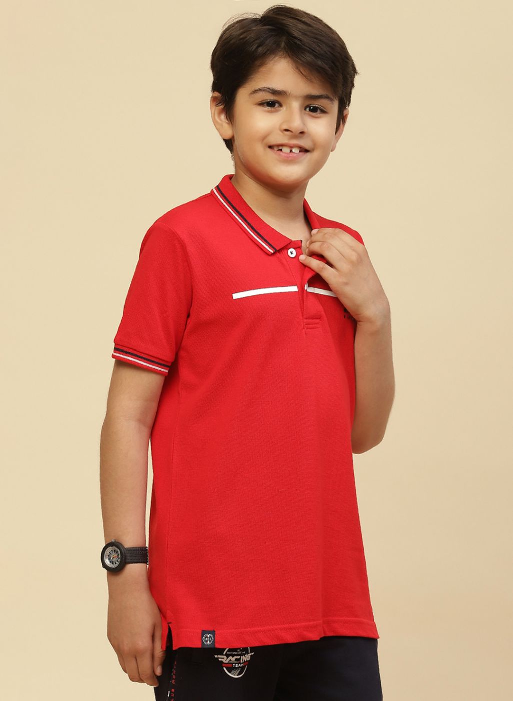 Boys Red Printed T-Shirt