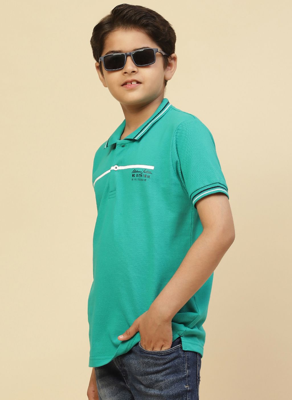 Boys Green Printed T-Shirt