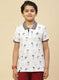 Boys White Printed T-Shirt