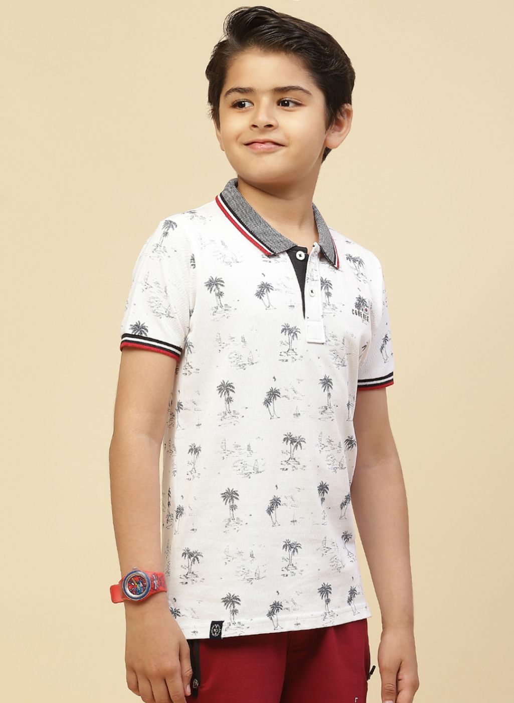 Boys White Printed T-Shirt