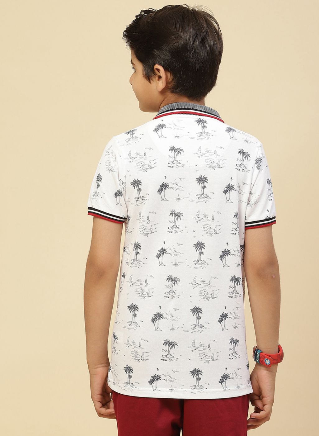 Boys White Printed T-Shirt