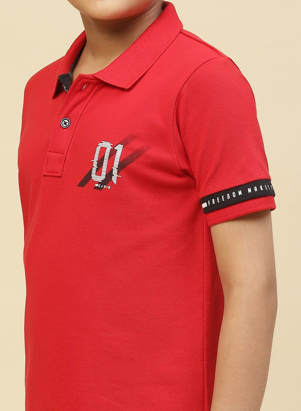 Boys Red Printed T-Shirt