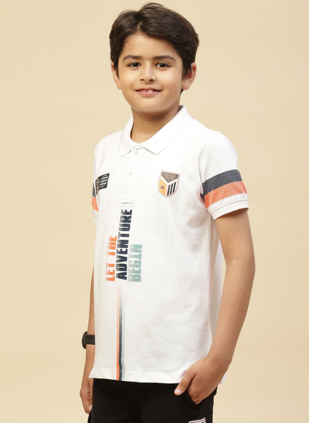 Boys White Printed T-Shirt