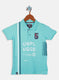 Boys Aqua Blue Printed T-Shirt