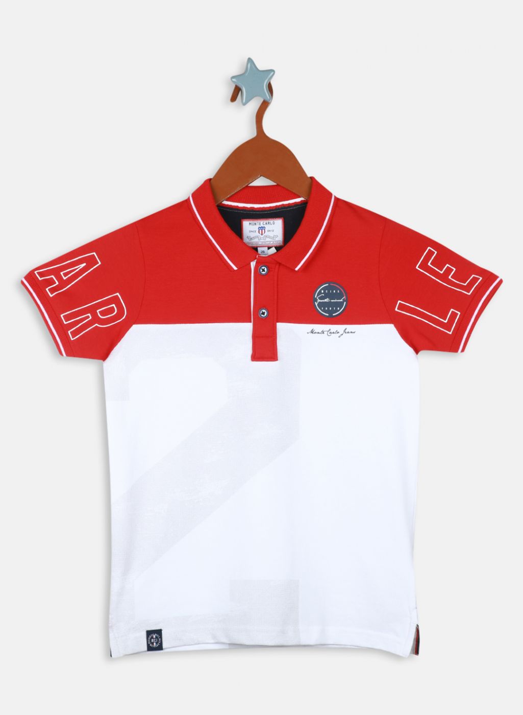 Boys Red & White Printed T-Shirt