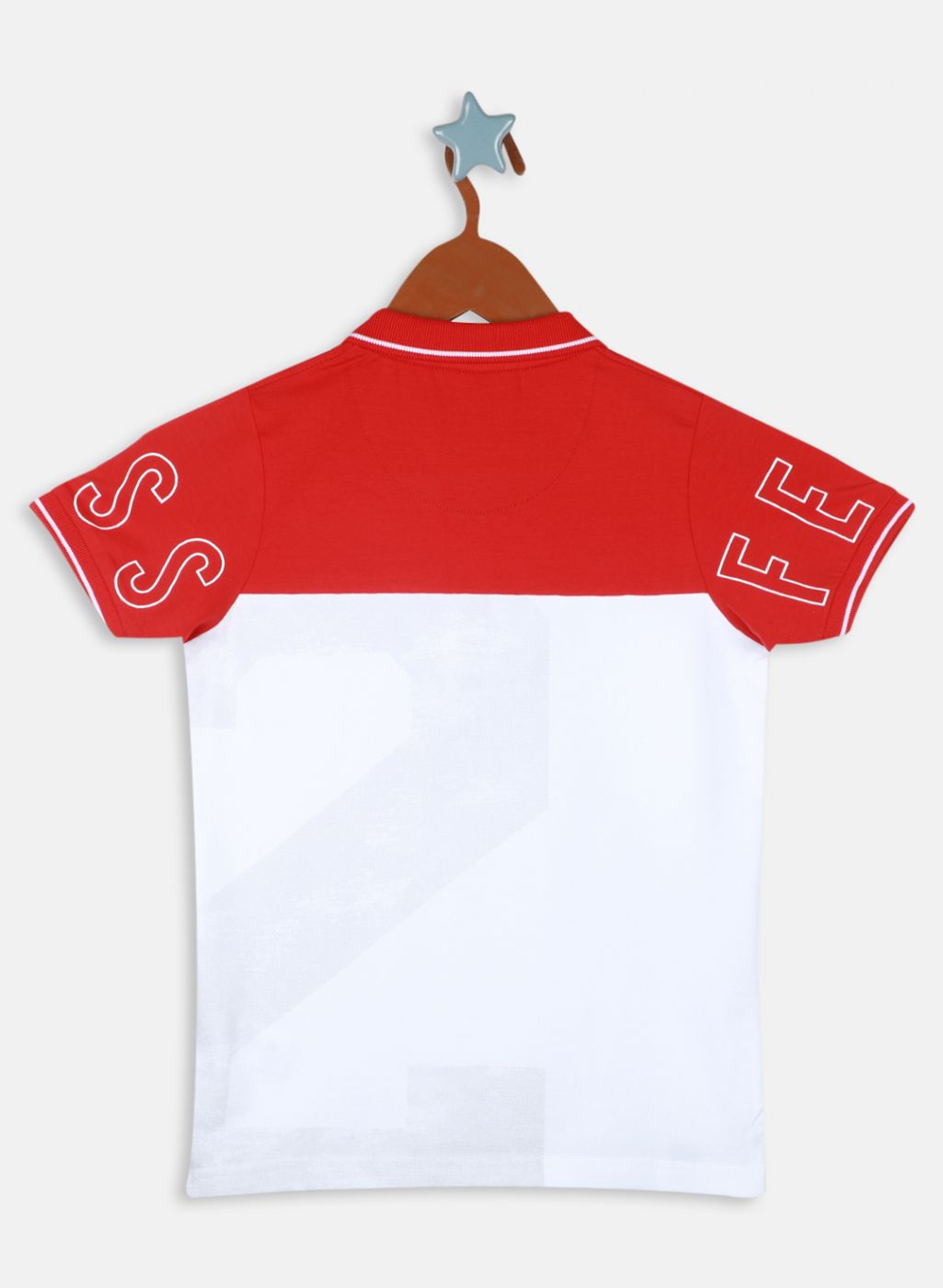 Boys Red & White Printed T-Shirt