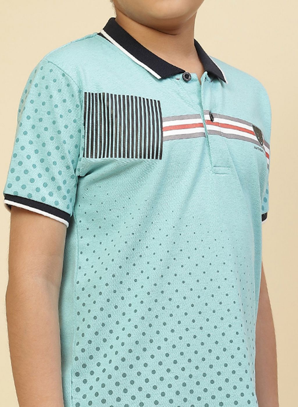 Boys Aqua Blue Printed T-Shirt