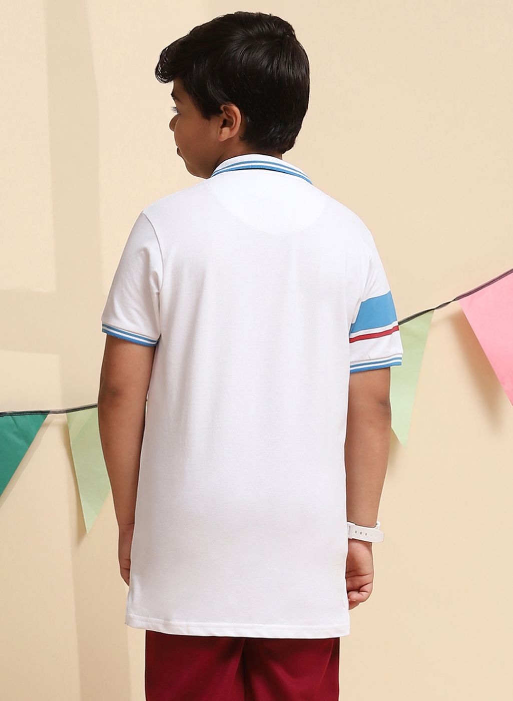 Boys White Printed T-Shirt