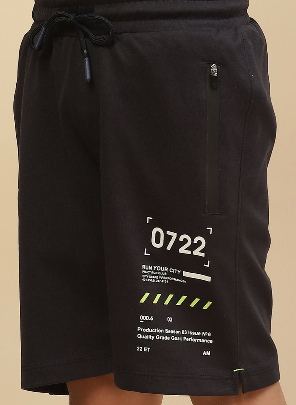 Boys NAvy Blue Printed Bermuda