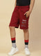 Boys Maroon Printed Bermuda