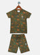 Boys Green Printed Bermuda Set