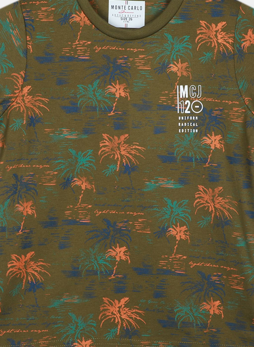 Boys Green Printed Bermuda Set