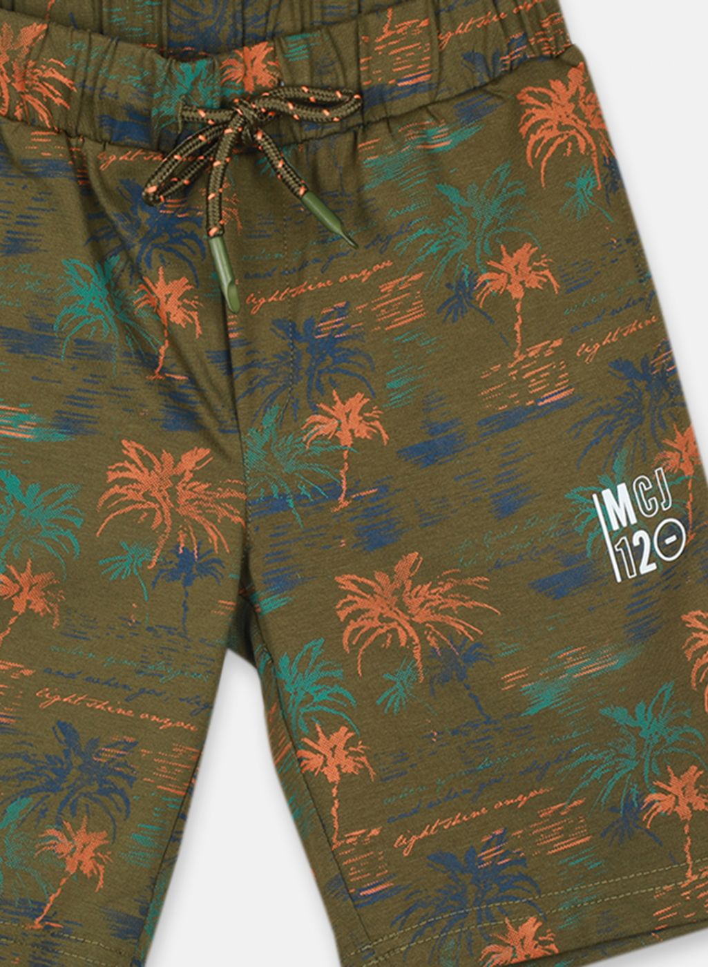 Boys Green Printed Bermuda Set