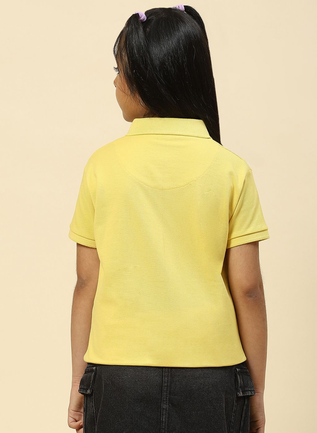 Girls Yellow Plain T-Shirt