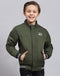 Boys Olive Solid Stand Collar Full Sleeve Boys Jacket