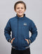 Boys Teal Blue Solid Stand Collar Full Sleeve Boys Jacket