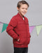 Boys Red Solid Stand Collar Full Sleeve Boys Jacket