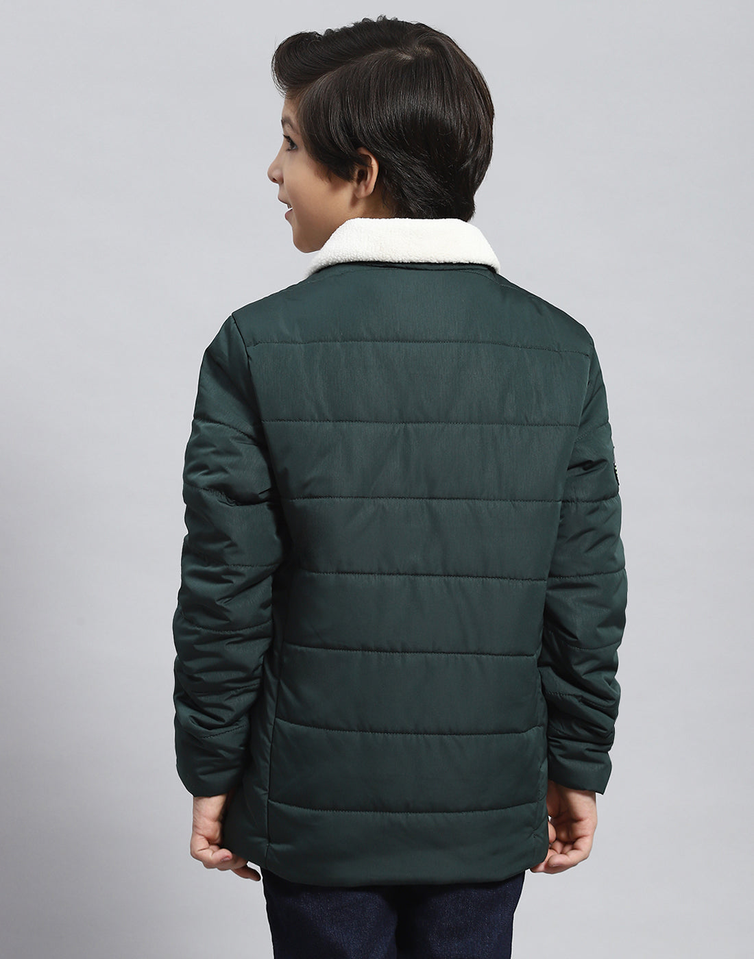 Boys Green Solid Collar Full Sleeve Boys Jacket