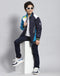 Boys Navy Blue Colourblocked Stand Collar Full Sleeve Boys Jacket