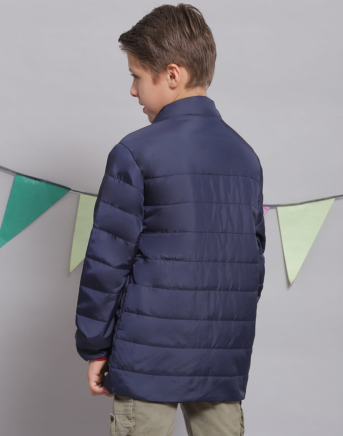 Boys Navy Blue Solid Hooded Full Sleeve Boys Jacket