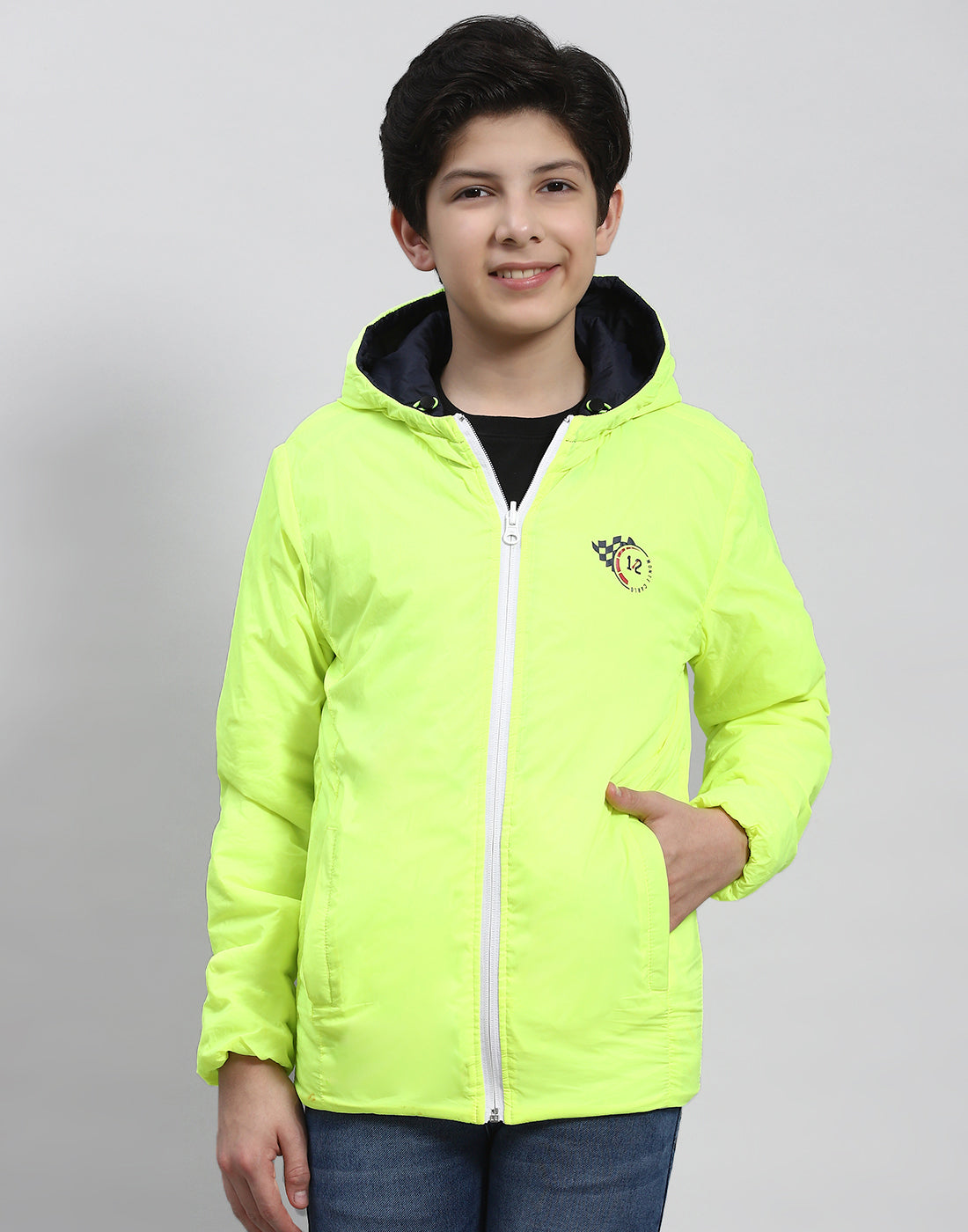 Boys White Solid Collar Full Sleeve Boys Jacket