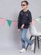 Boys Navy Blue Printed Round Neck Full Sleeve Sweatshirt