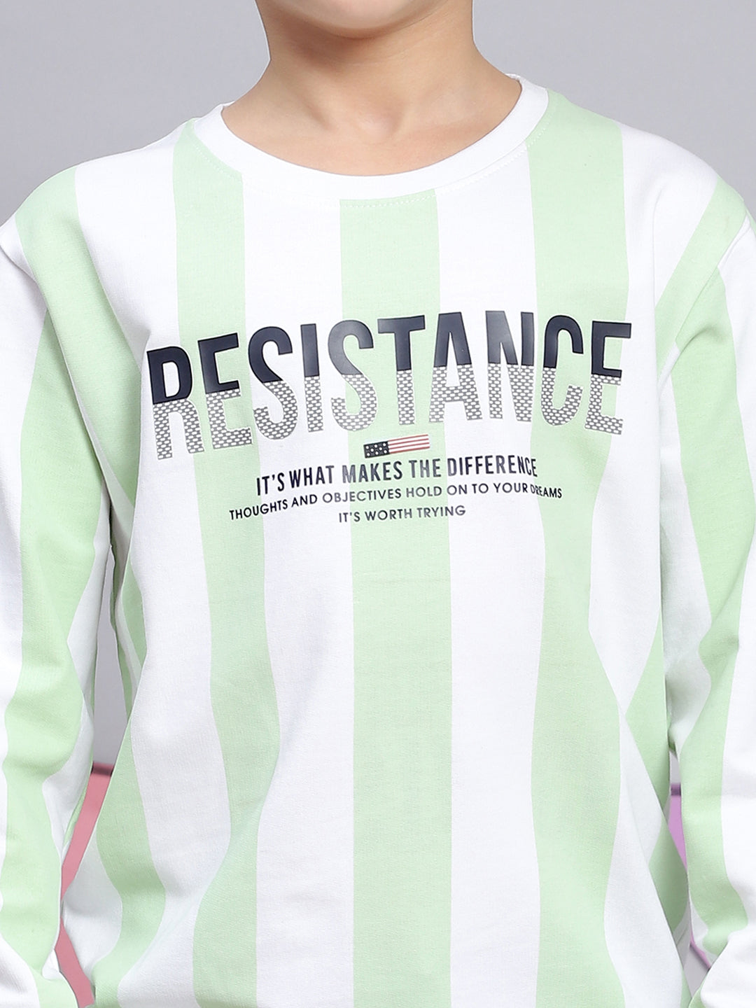 Boys Green Printed Round Neck Full Sleeve Sweatshirt