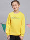 Boys Yellow Printed Round Neck Full Sleeve Sweatshirt