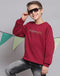 Boys Maroon Printed Round Neck Full Sleeve Sweatshirt