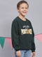 Boys Green Printed Round Neck Full Sleeve Sweatshirt