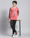 Boys Pink Printed Round Neck Full Sleeve Sweatshirt