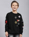 Boys Black Printed Round Neck Full Sleeve Sweatshirt