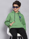 Boys Green Printed Hooded Full Sleeve Sweatshirt