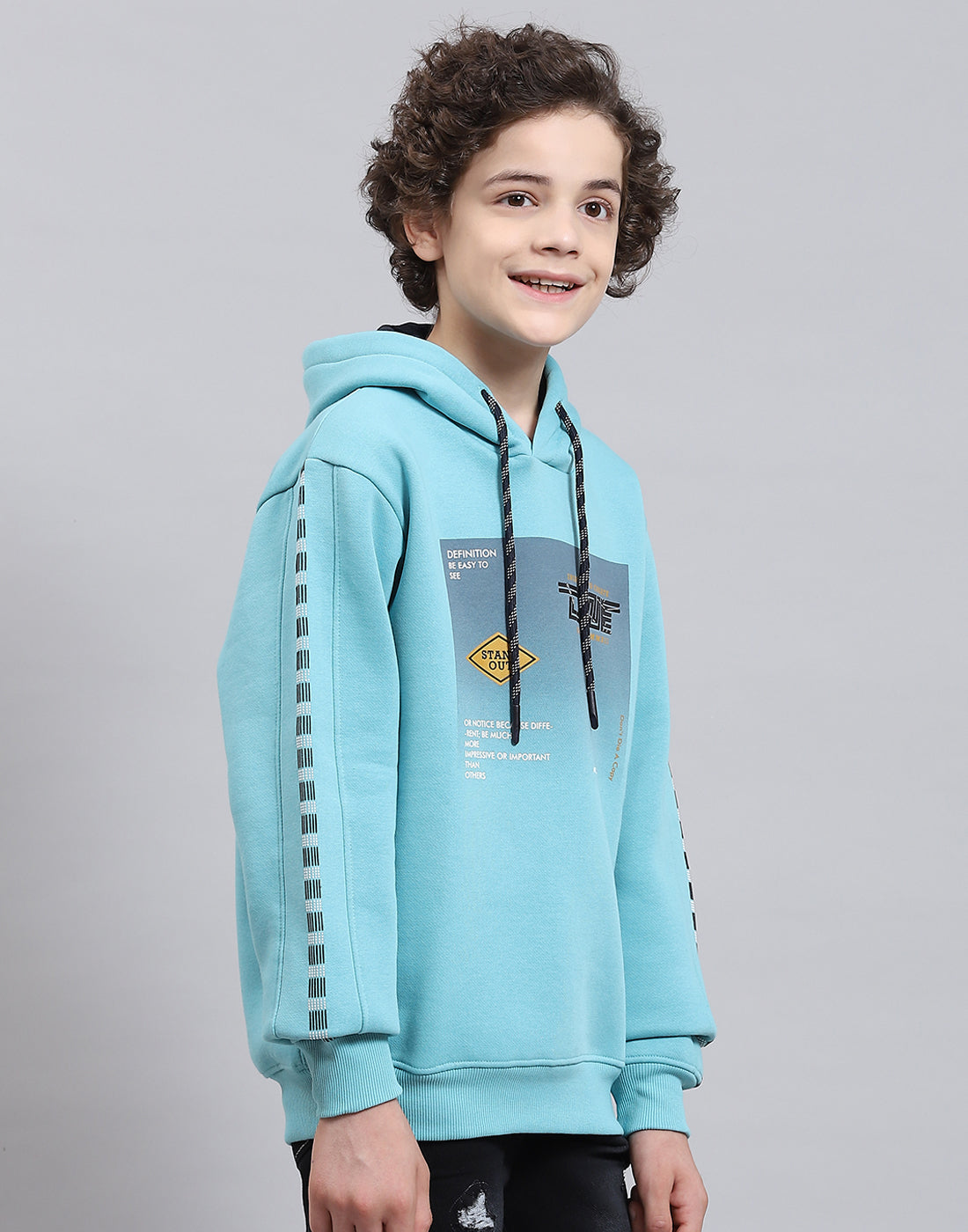 Boys Blue Printed Round Neck Full Sleeve Sweatshirt